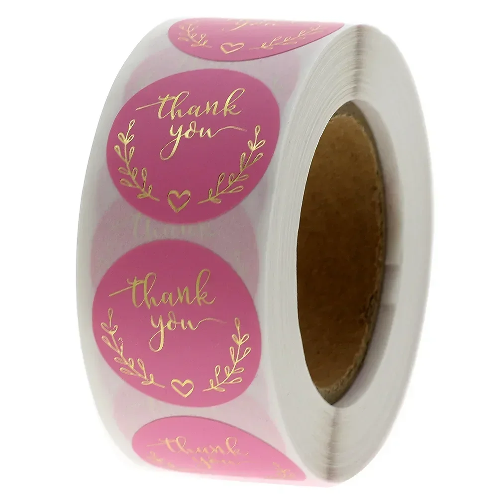 Stationery Supply Business - Autocollants de remerciement en papier rose,